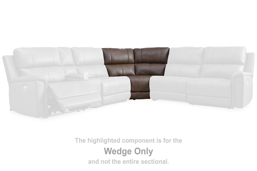 Espresso brown wedge sofa component, shown centered within a sectional layout