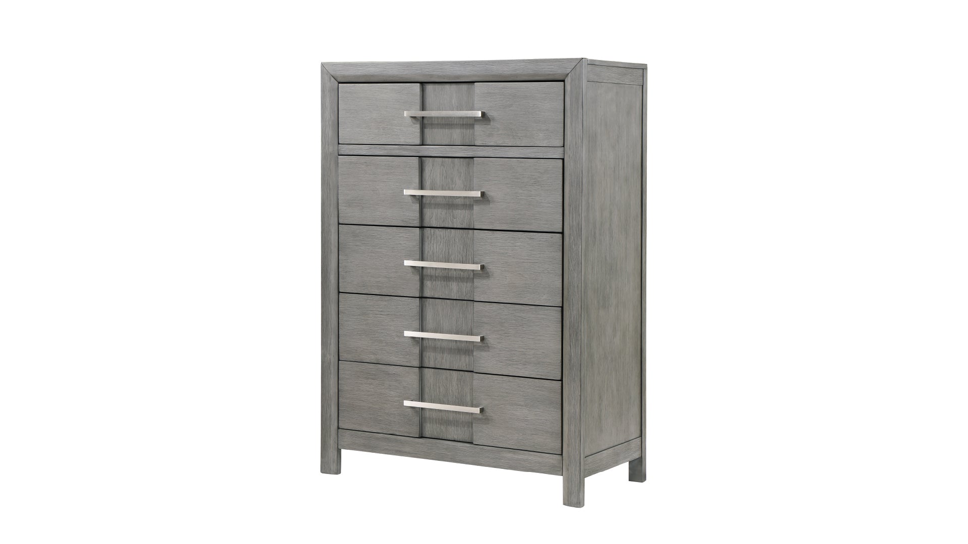 Kenzo Modern Gray Wood 5-Drawer Chest - Stylish Storage