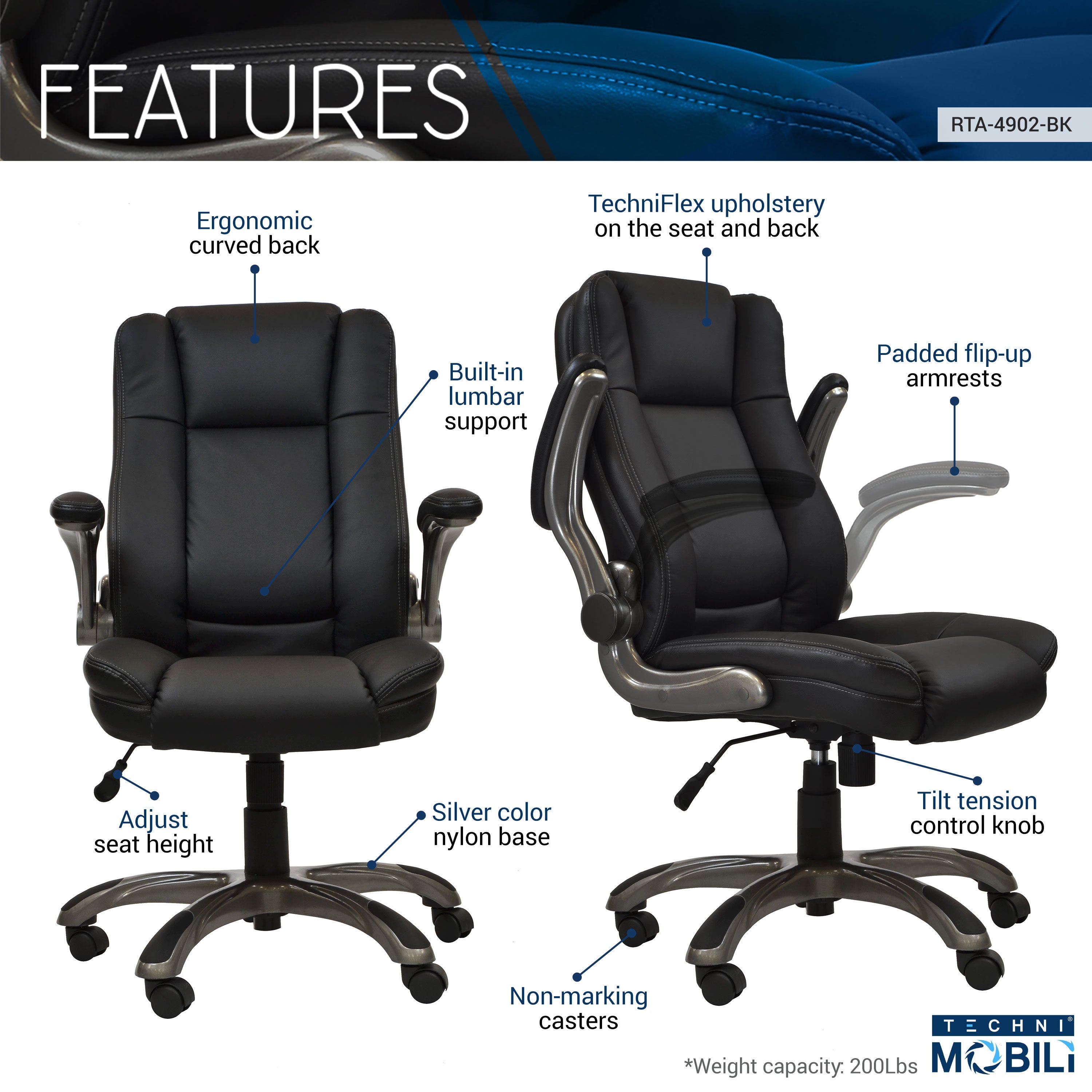 Mid-Back Executive Office Chair - Ergonomic Comfort