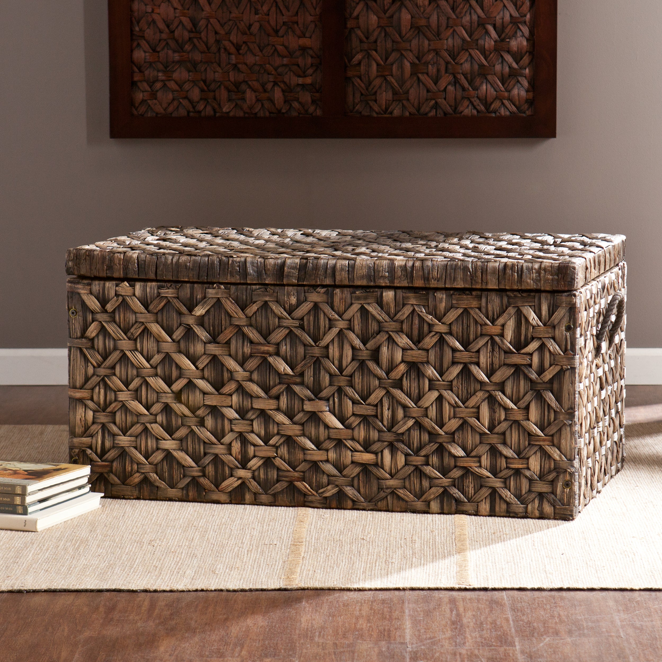 Hawridge Water Hyacinth Storage Trunk Blackwashed Home Decor