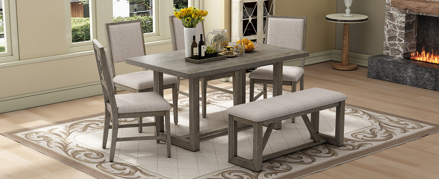 6-Pc Retro Dining Set Gray