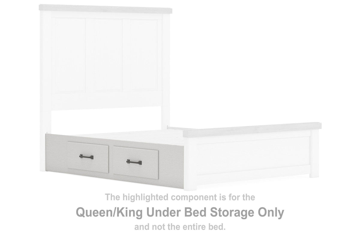 White under-bed storage unit with two drawers and open shelf section
