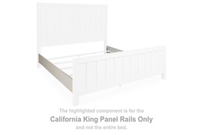 Antique white California King panel rails with vertical detailing