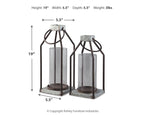 Gray/black lantern set with clear glass cylinders and stone-look square bases, side-by-side