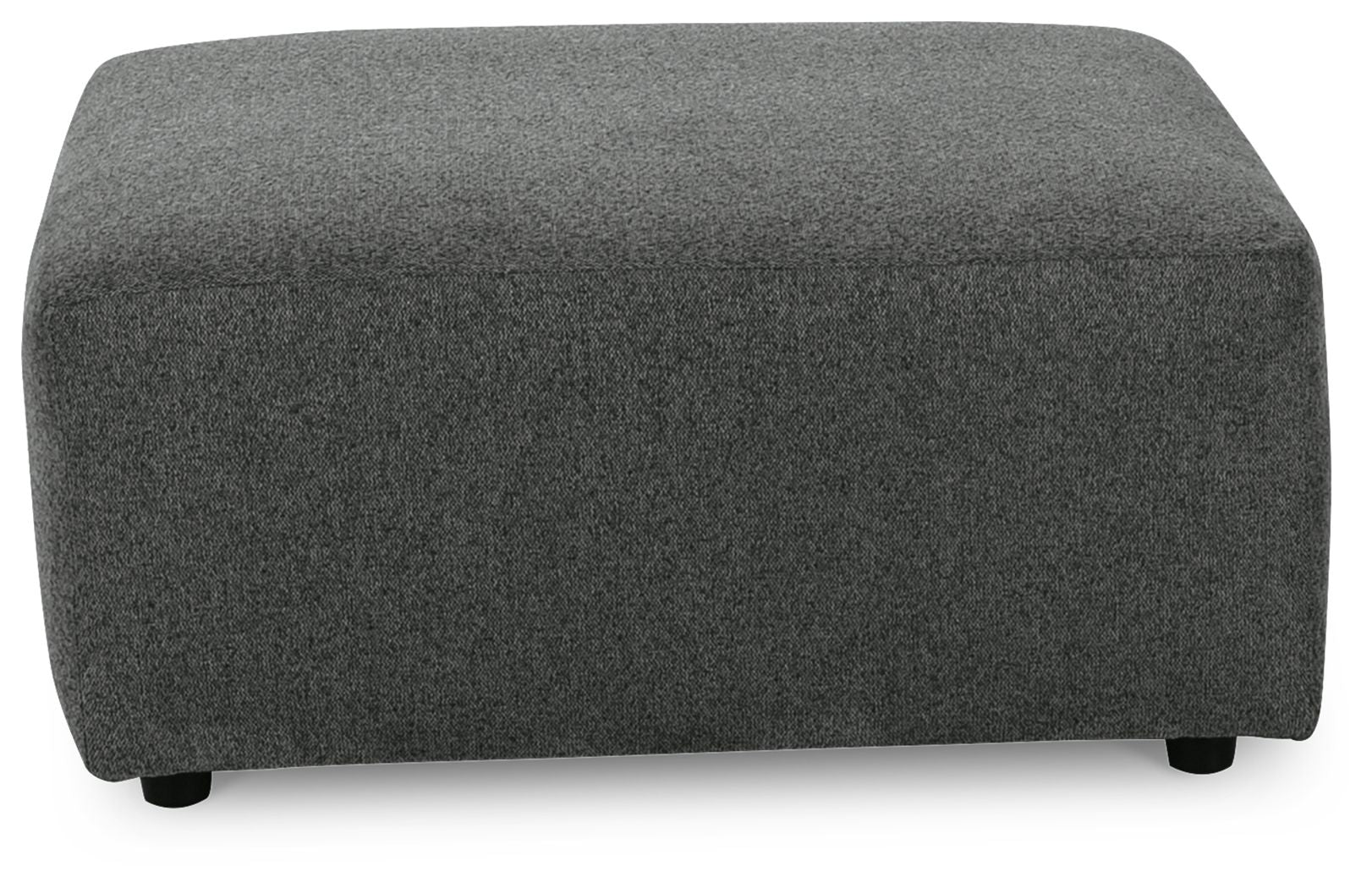 Oversized accent ottoman in dark gray textured fabric with rounded corners