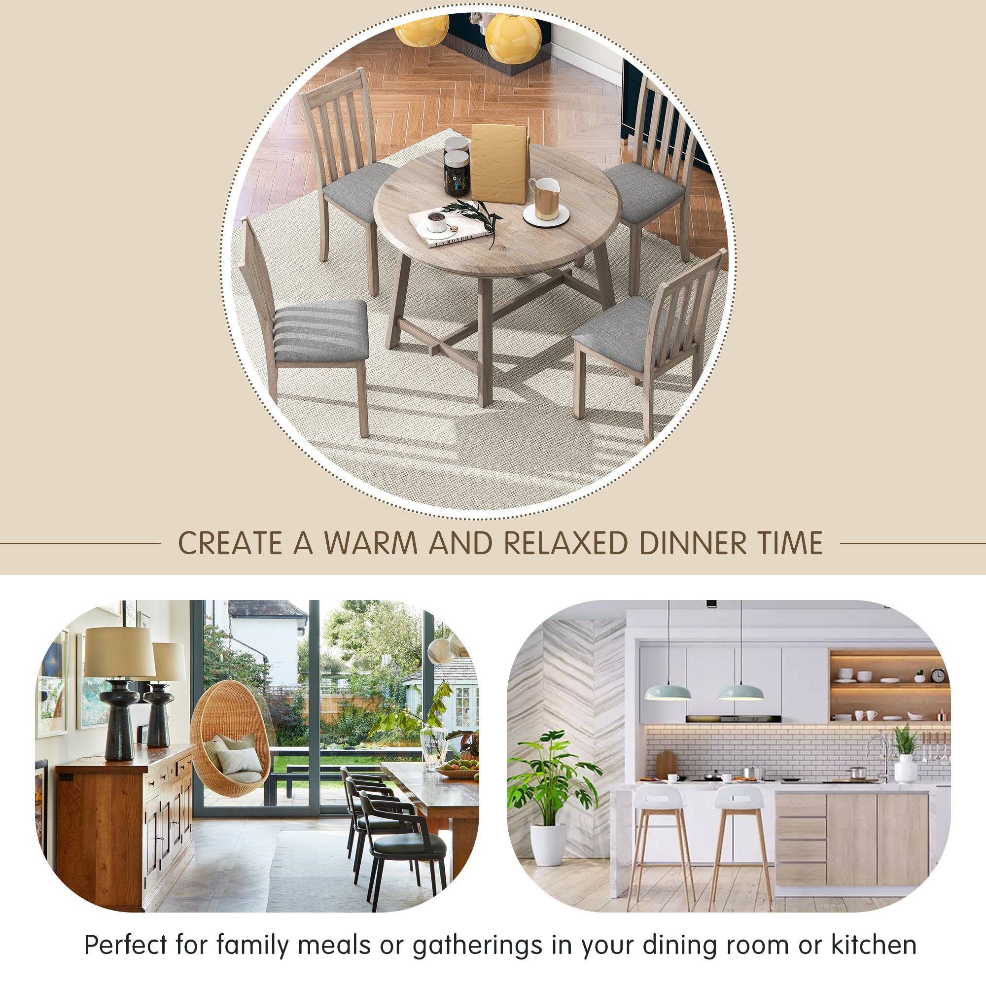 5-Pc Round Extendable Dining Set
