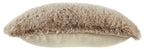 Tan faux fur pillow with light fabric backing, rounded edge profile.