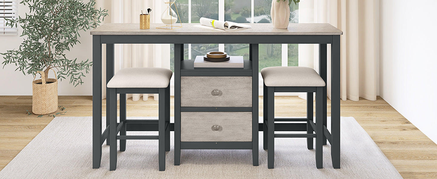 Farmhouse 3-Piece Counter Height Dining Set