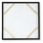 Square framed wall art backing with hexagon wood supports and black outer border.
