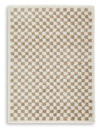Beige rug sample with tighter small square check pattern