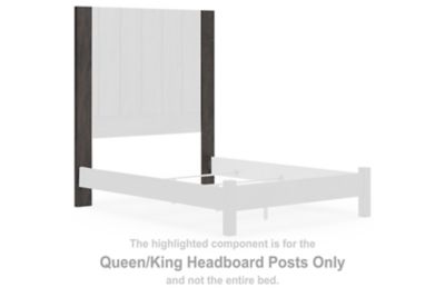 Charcoal metal headboard post for Queen/King bed, with base bracket