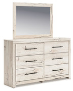 Beige panel bedroom set dresser with mirror and four drawers
