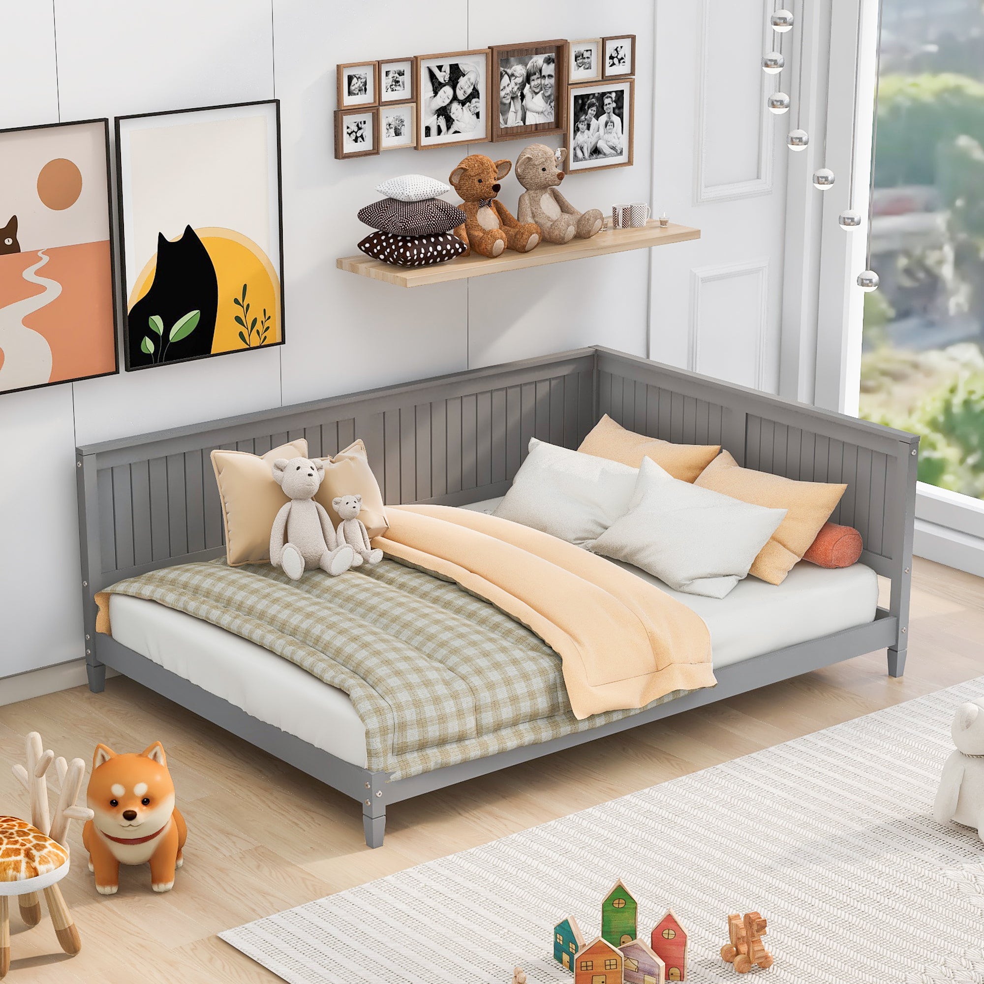 Full Size Gray Wood Daybed Sofa Bed – Versatile Comfort