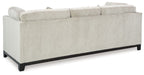 Stone fabric sofa with rolled arms and dark wooden legs