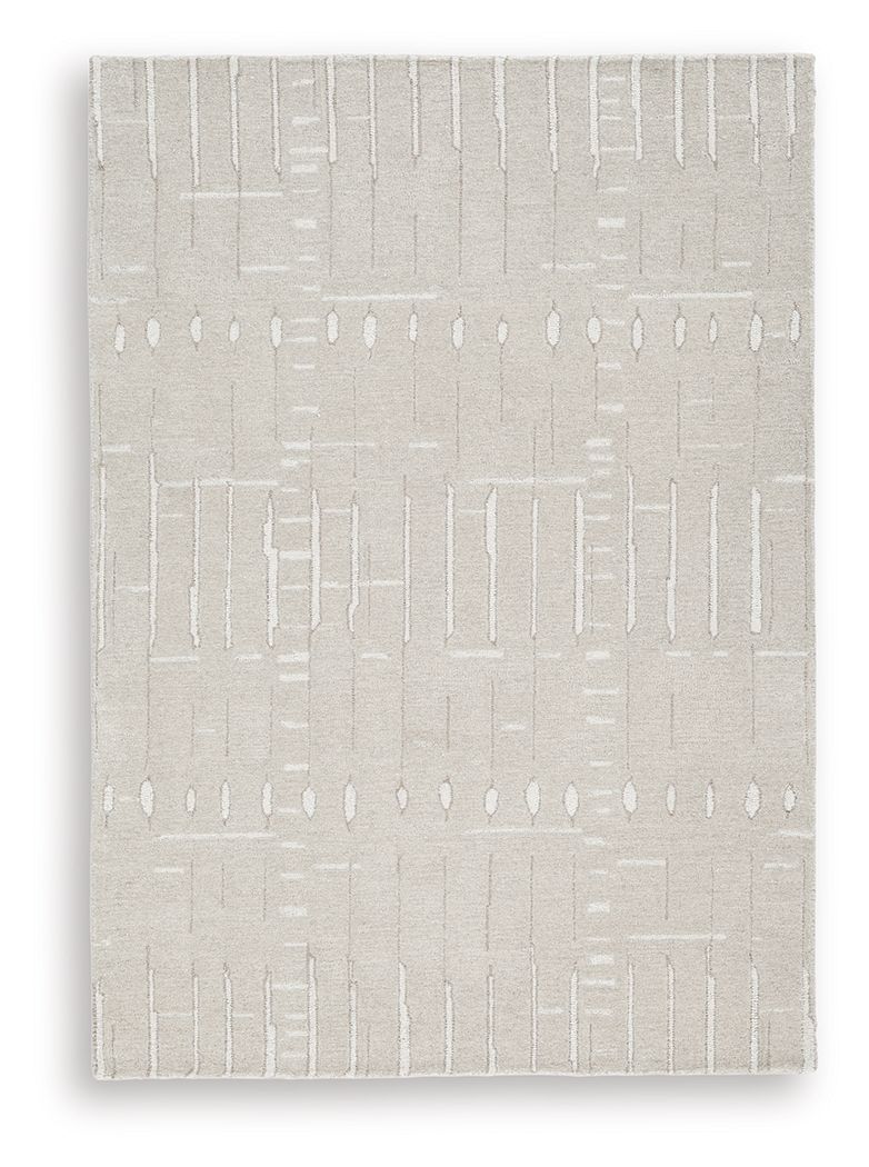 Light brown rug with linear geometric texture