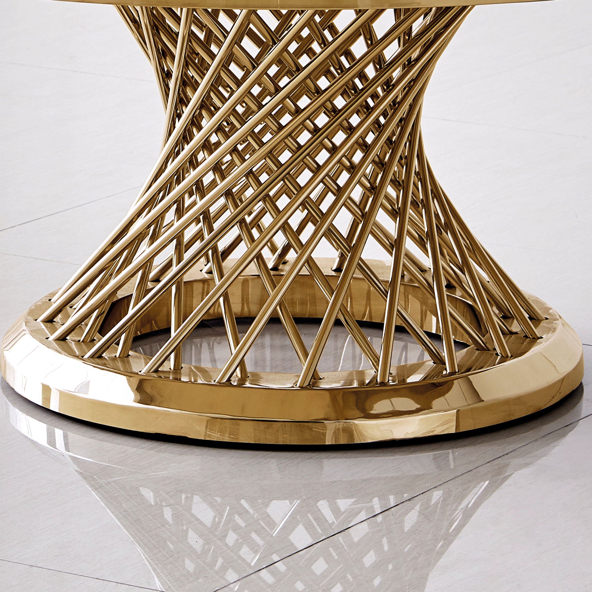 Luxurious Design Marble Round Coffee Table With Gold Mirrored Finish Stainless Steel Base