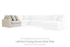 Sectional sofa showing left-arm facing corner chair component with light beige upholstery
