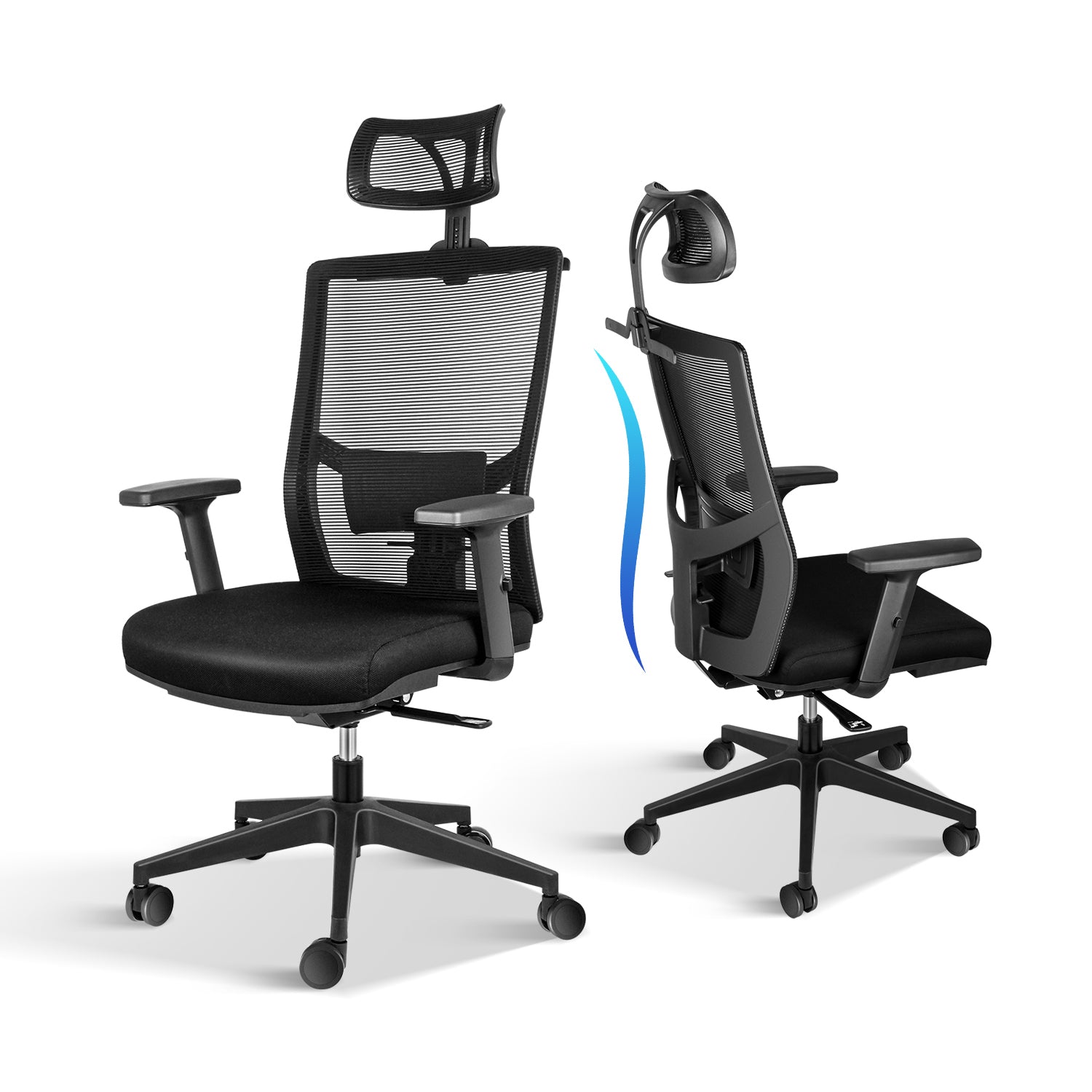 Ergonomic Mesh Office Chair w/ Lumbar Support, Arms & Wheels - Black