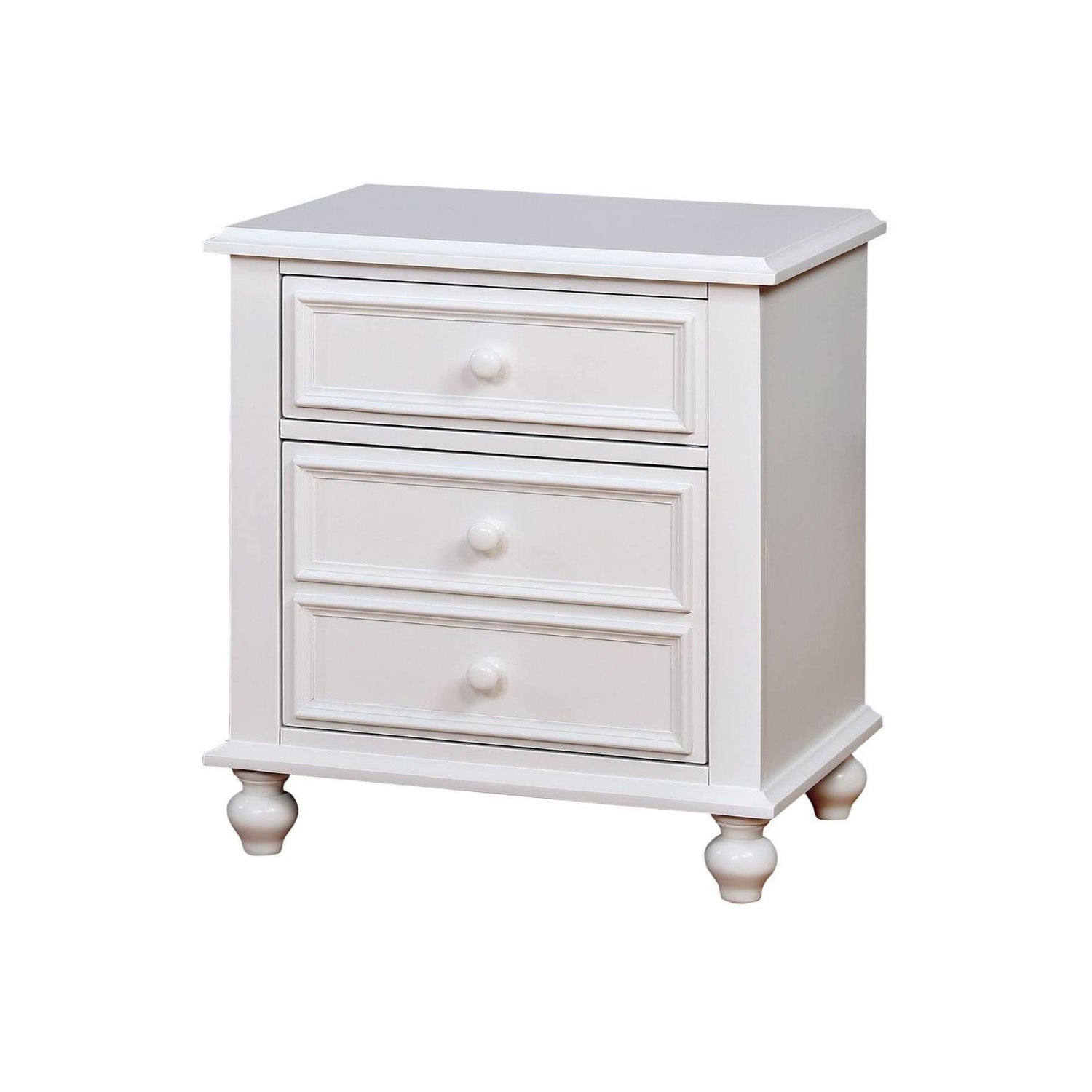 White Wooden Nightstand with 2 Drawers - Modern Bedside Table