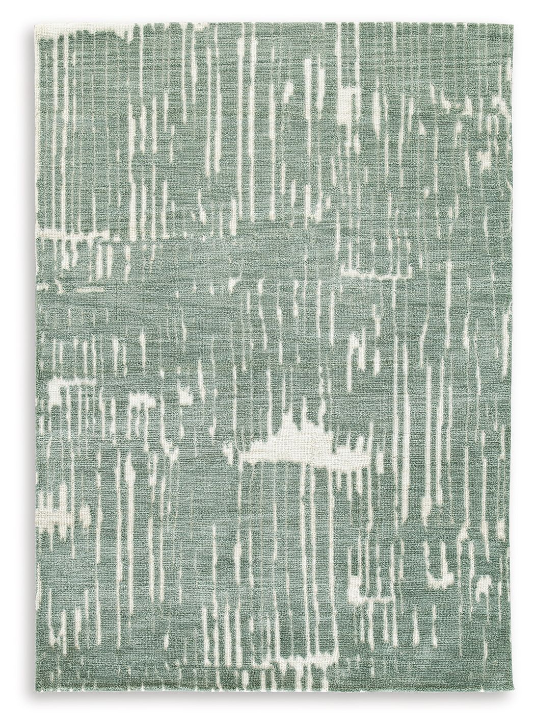 Light blue abstract area rug with distressed pattern, flat weave look