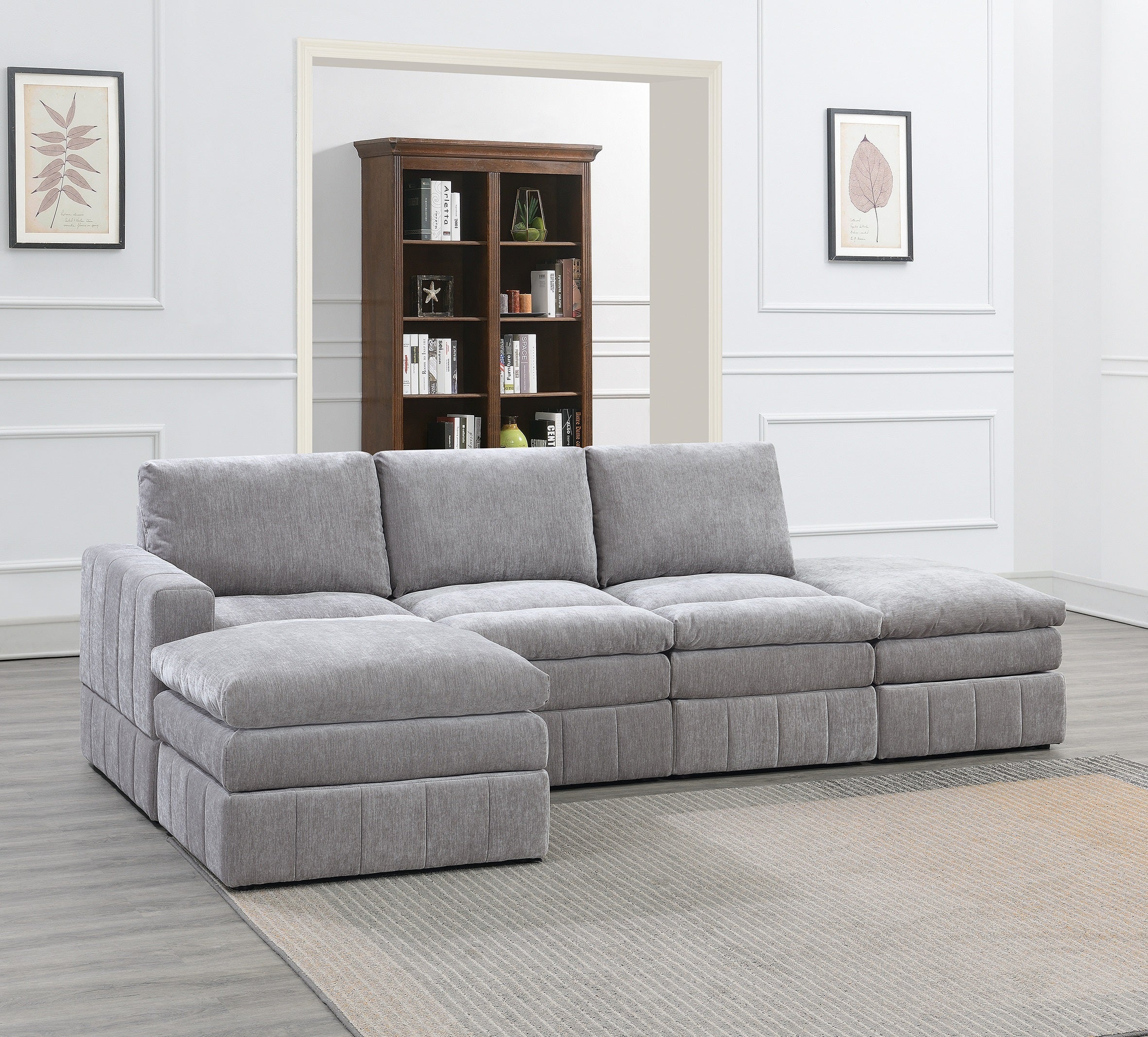 Contemporary 5pc Modular Sectional Set - Granite Morgan Fabric