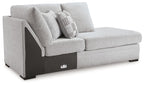 Gabyleigh corner chaise sofa, light gray fabric with tufted seat and dark side panels