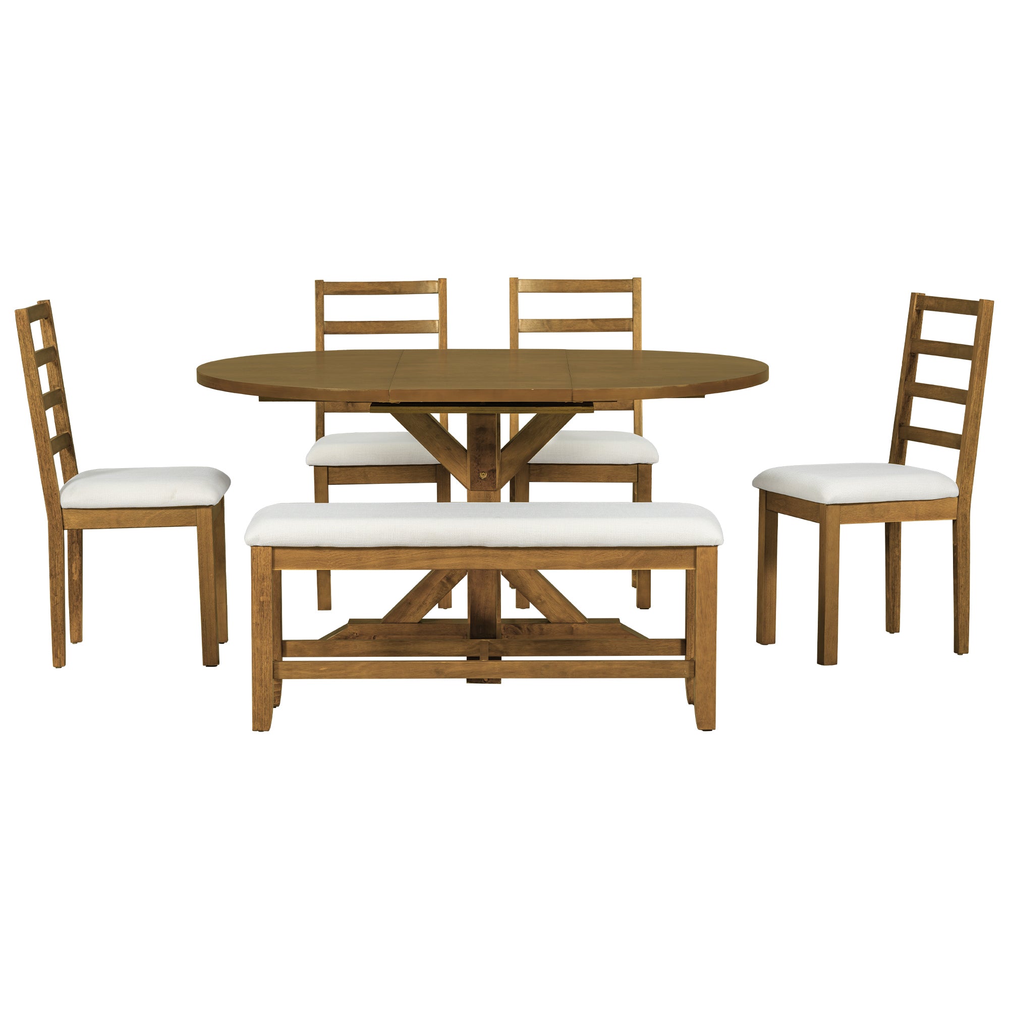 Farmhouse 60" Extendable Dining Table Set - 6 Pcs