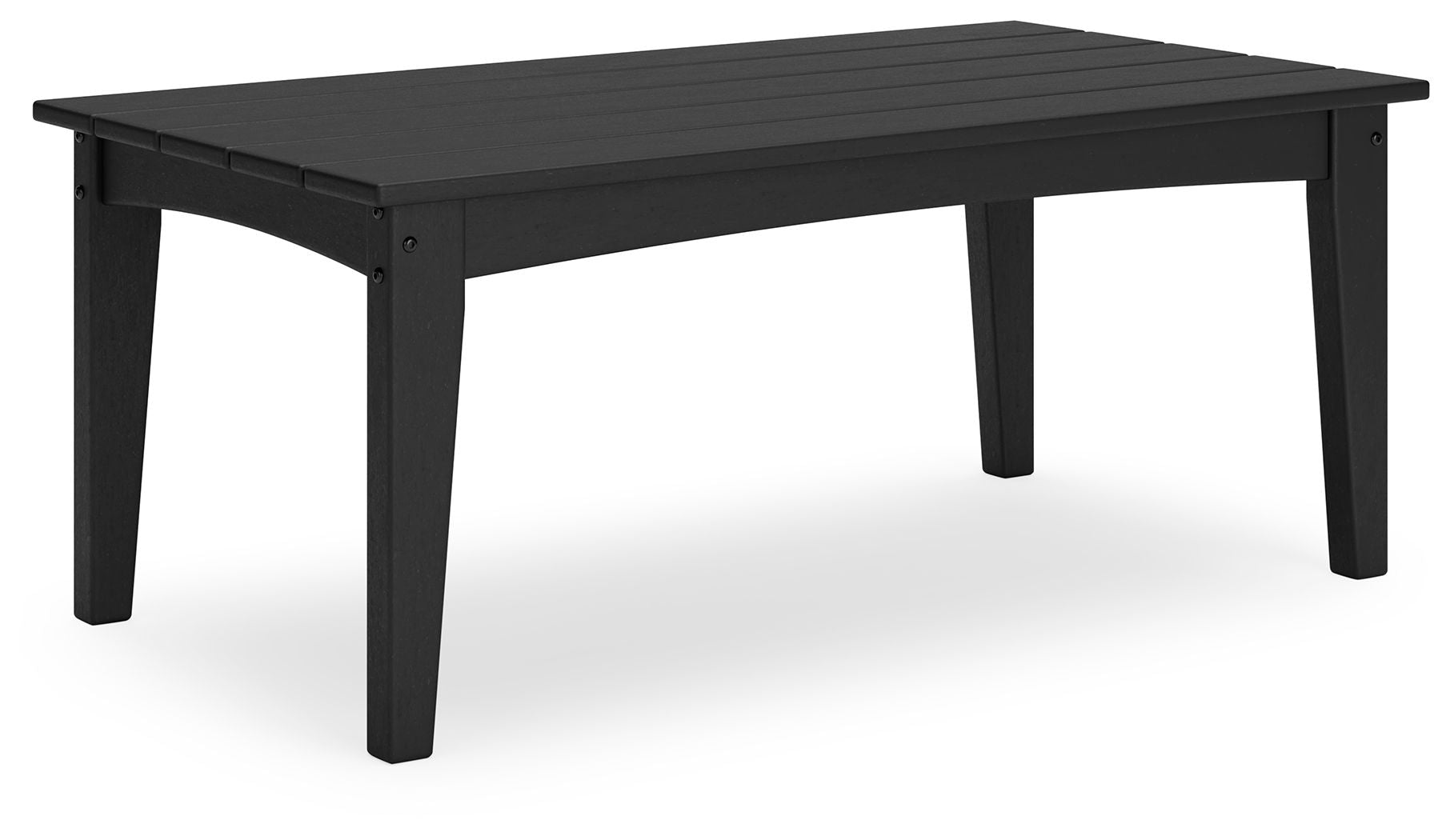 Rectangular cocktail table in dark/black with straight legs and slatted top