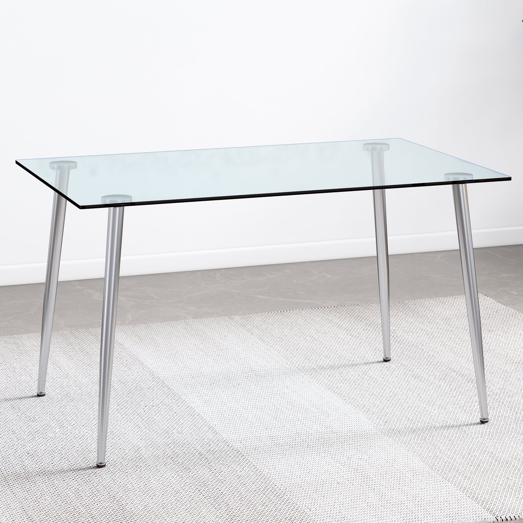 Glass Dining Table & 4 Black Chairs Set