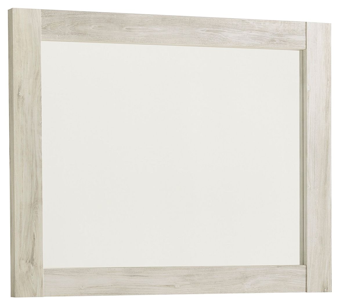 Whitewash wooden frame wall mirror with rectangular glass panel