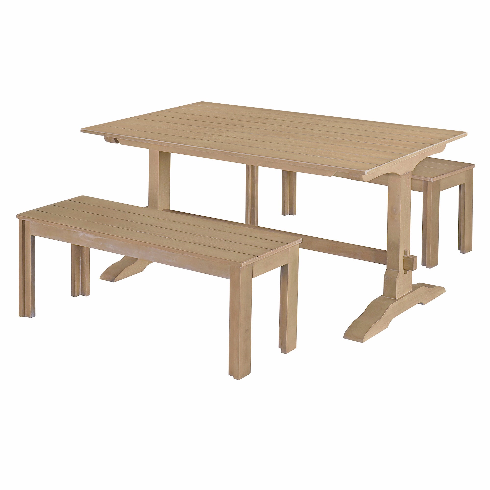 Retro 3-Piece Dining Set (Natural Wood)
