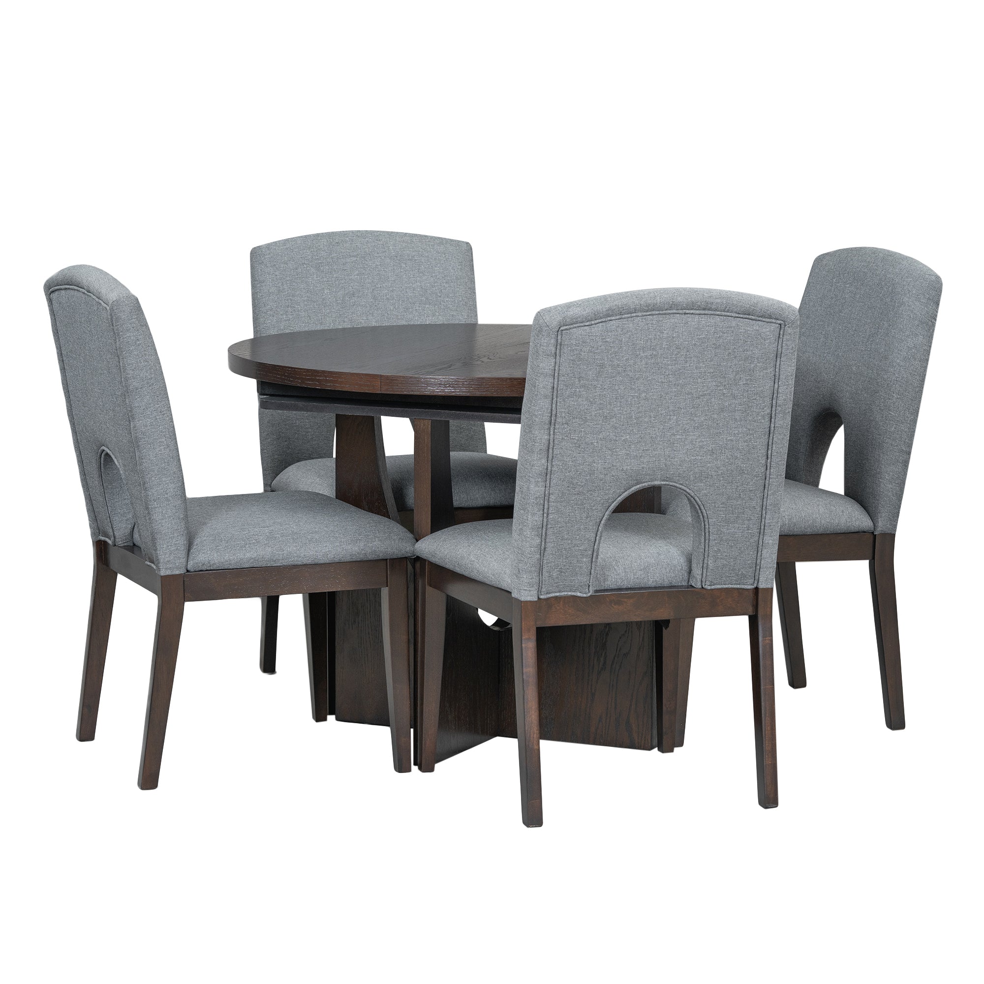 5-Piece Round Extendable Dining Table Set