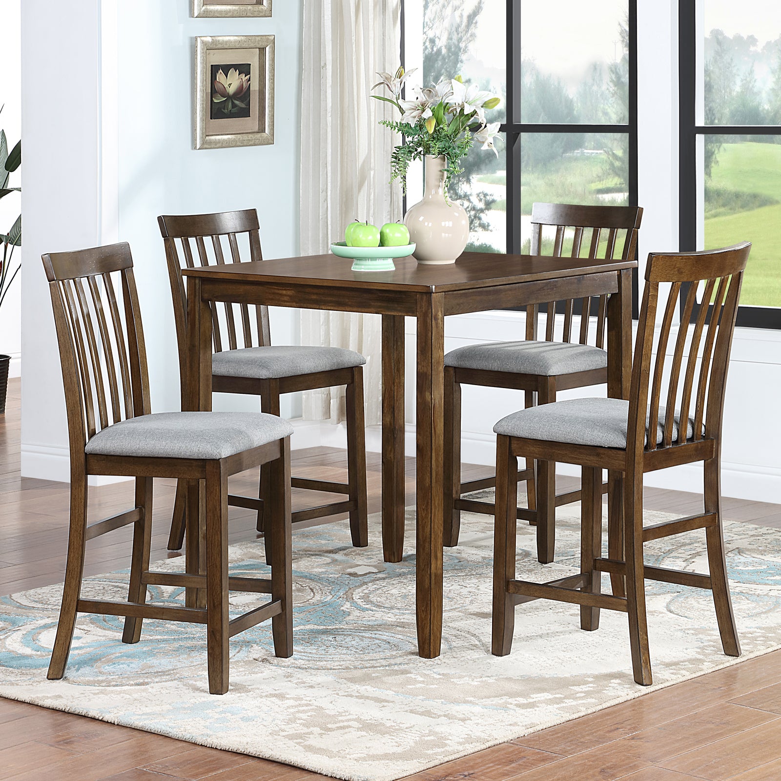 5 Piece Dining Set, Square Kitchen Table & 4 Chairs