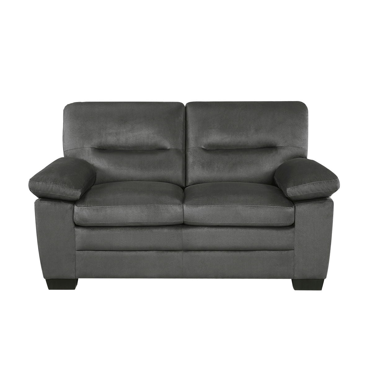 Modern Sleek Design Living Room Furniture 1 Piece Loveseat Dark Gray Fabric Upholstered Comfortable Plush Seating