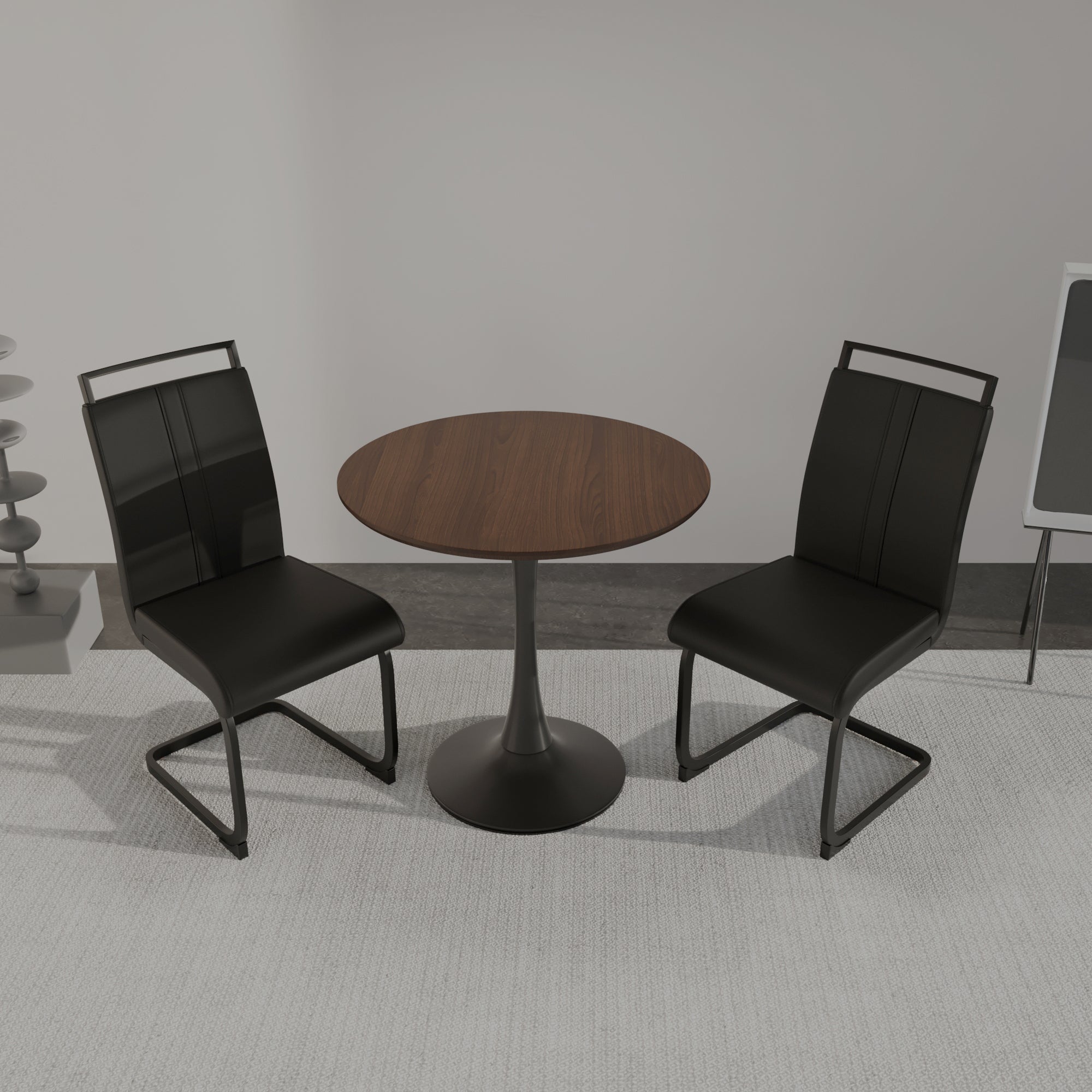 Tulip Dining Table Set, 31.5" Round, Walnut