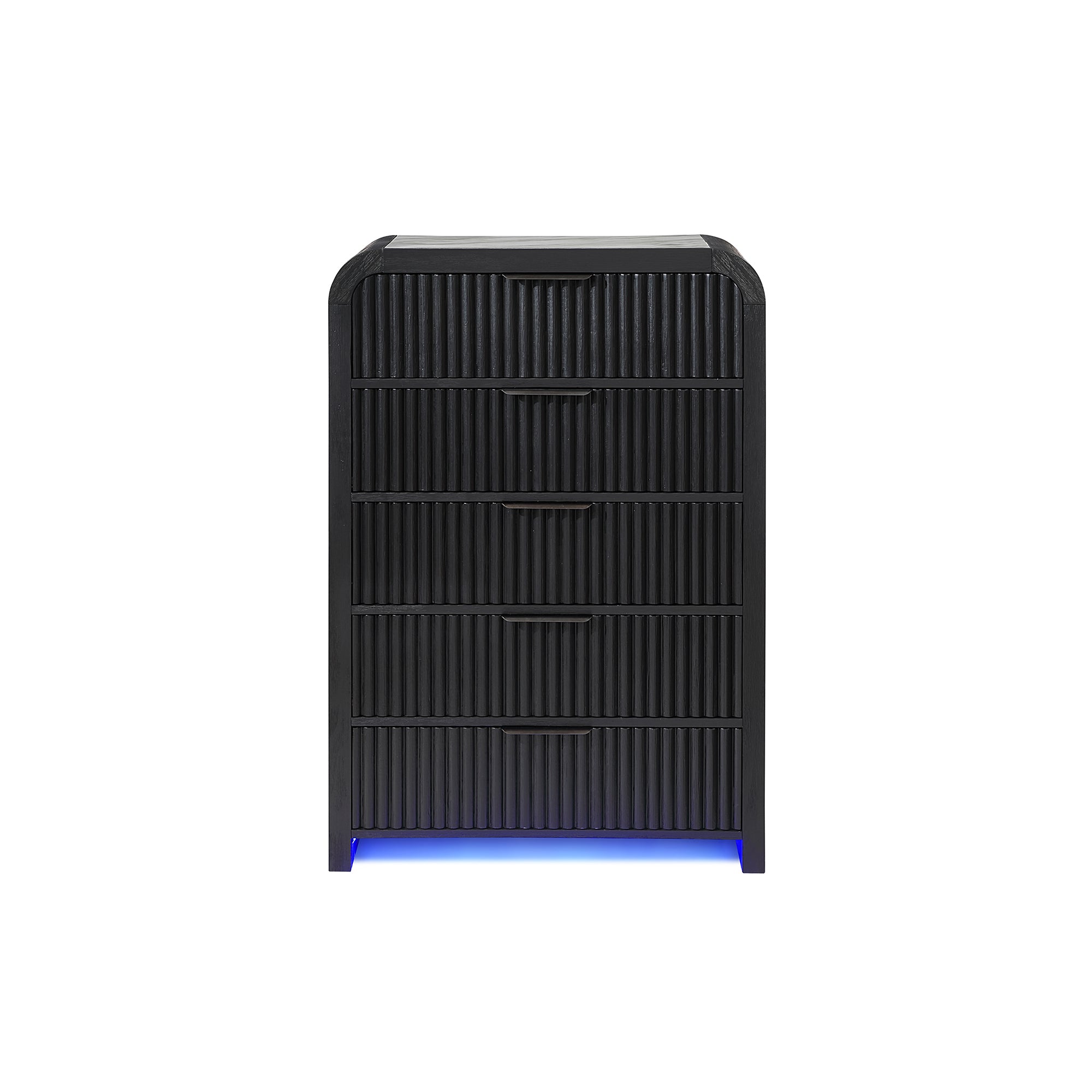 Beverly White Black Fluted Chest LED Storage