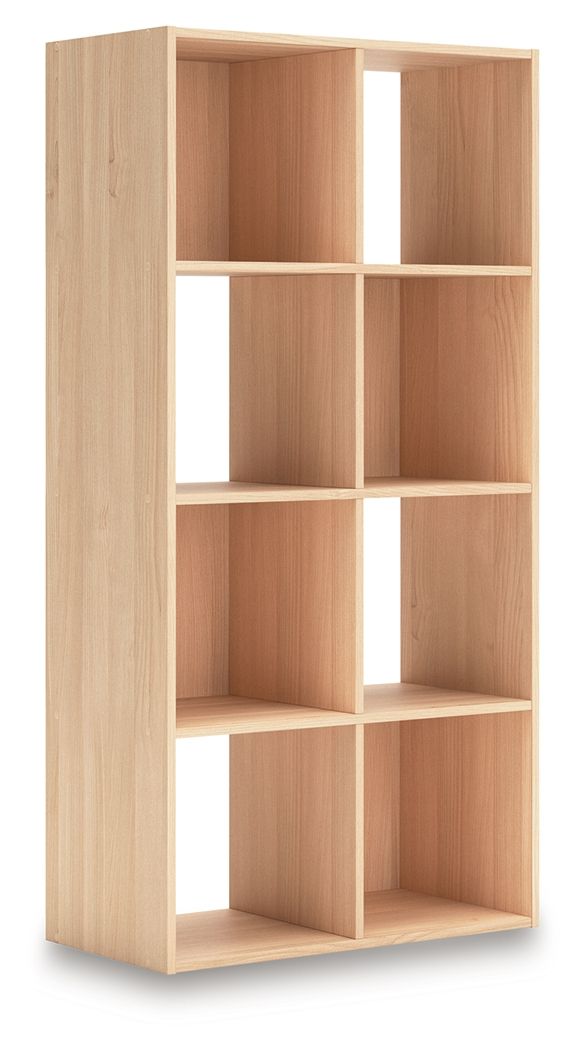 Piperton cube organizer in beige wood with 8 open cube compartments.