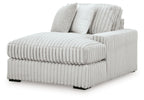 Light gray right-arm chaise lounge with ribbed arms and back cushions