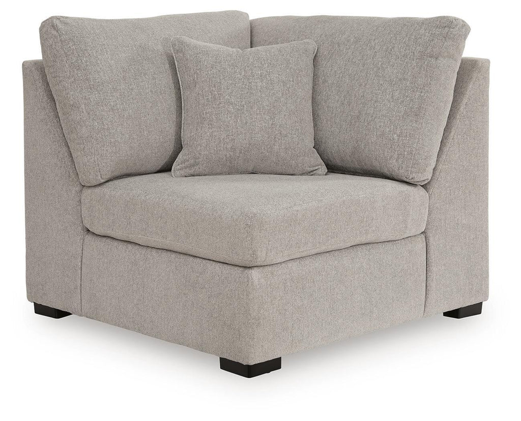 Flint gray fabric sectional wedge chair with padded arms and back cushion