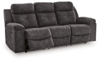 Charcoal reclining sofa with tufted back and padded arm chaise