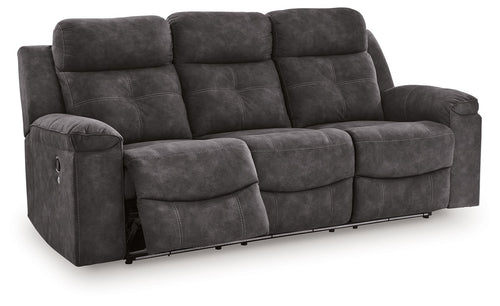 Charcoal reclining sofa with tufted back and padded arm chaise