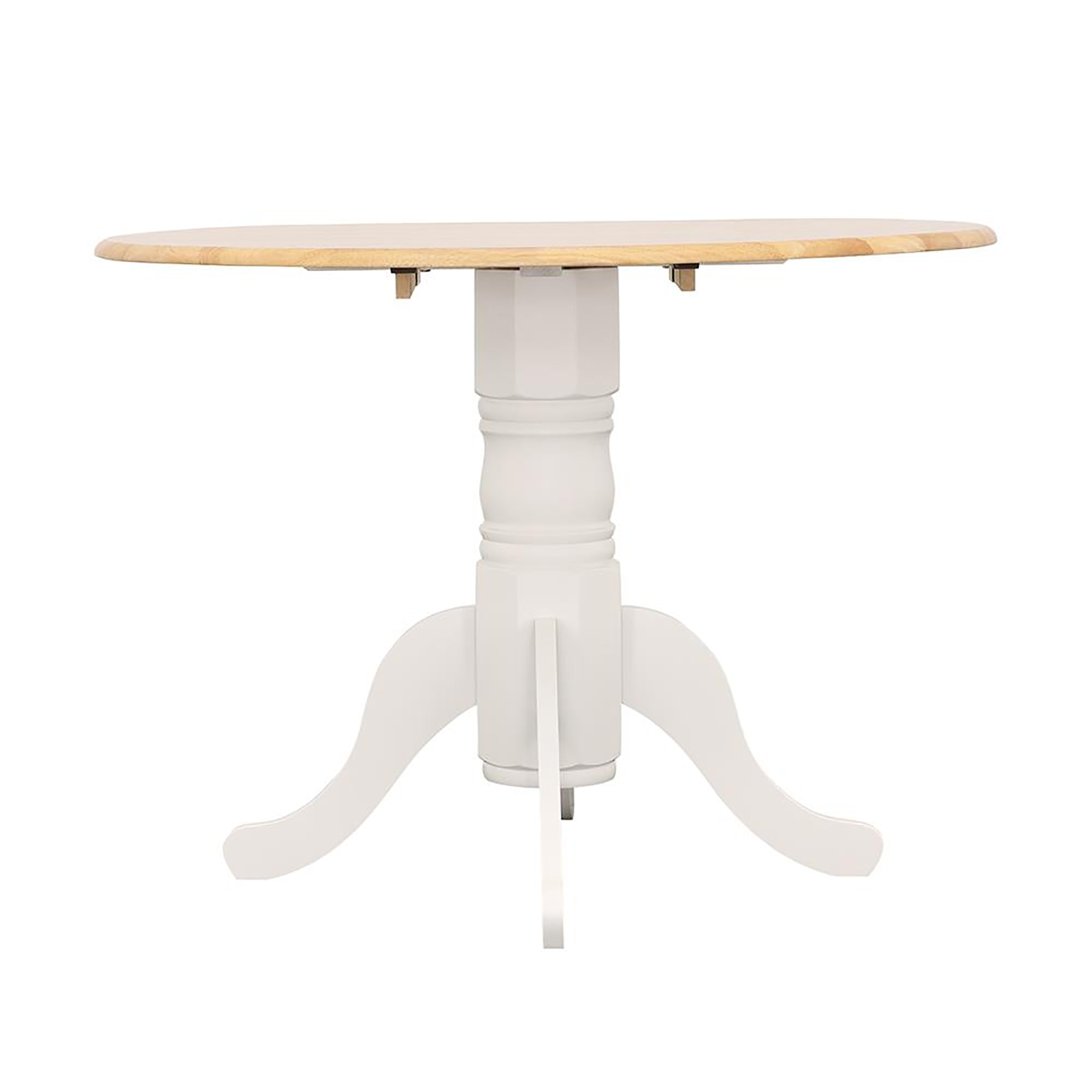 Round Drop Leaf Dining Table - Brown & White