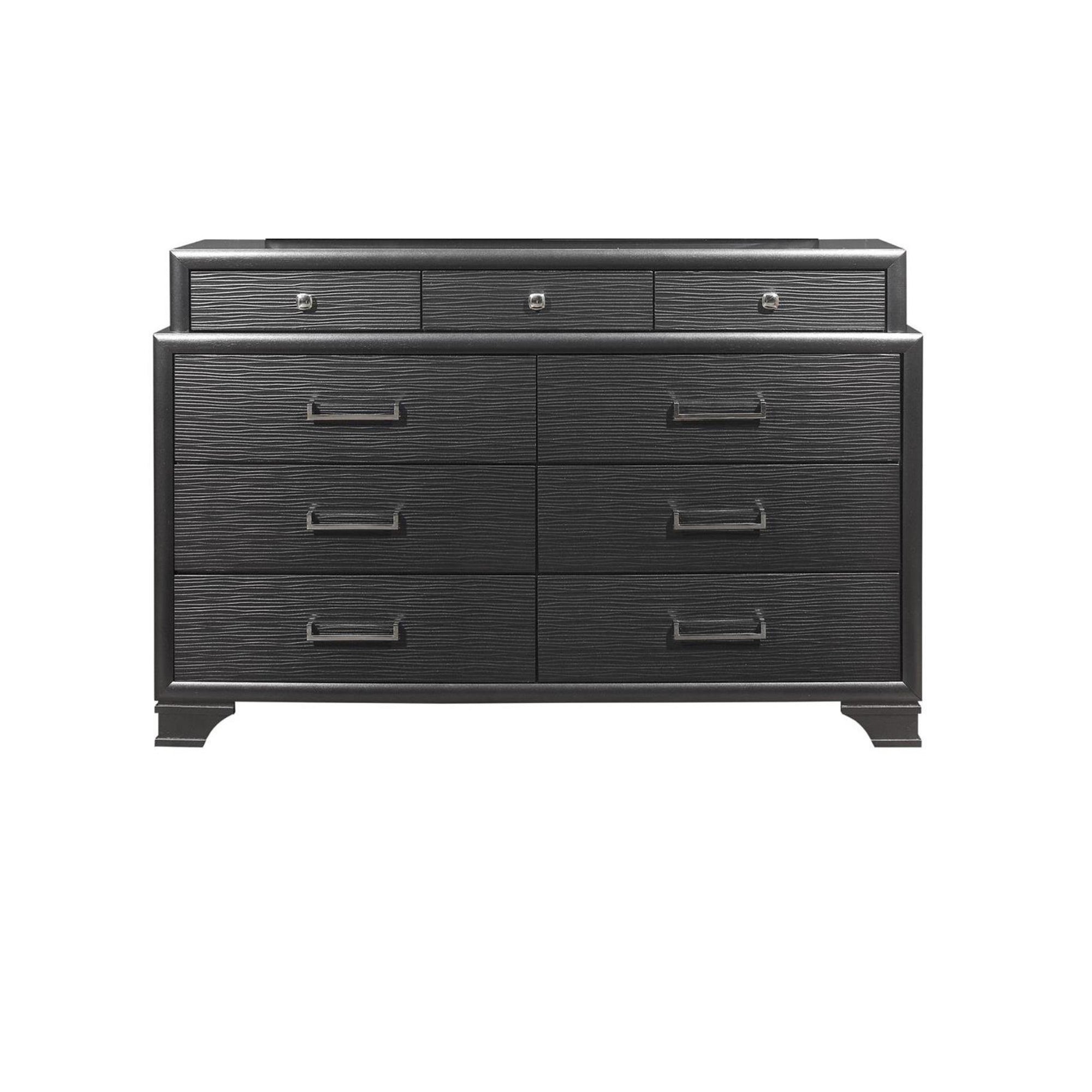 CIVIC Collection Gray Dresser - Solid Wood & MDF 59"