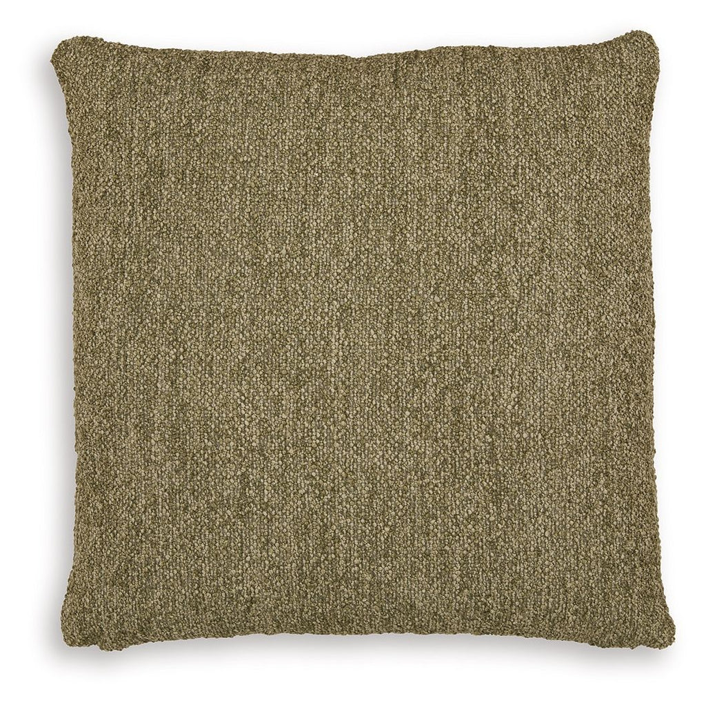 Green square pillow with textured fabric