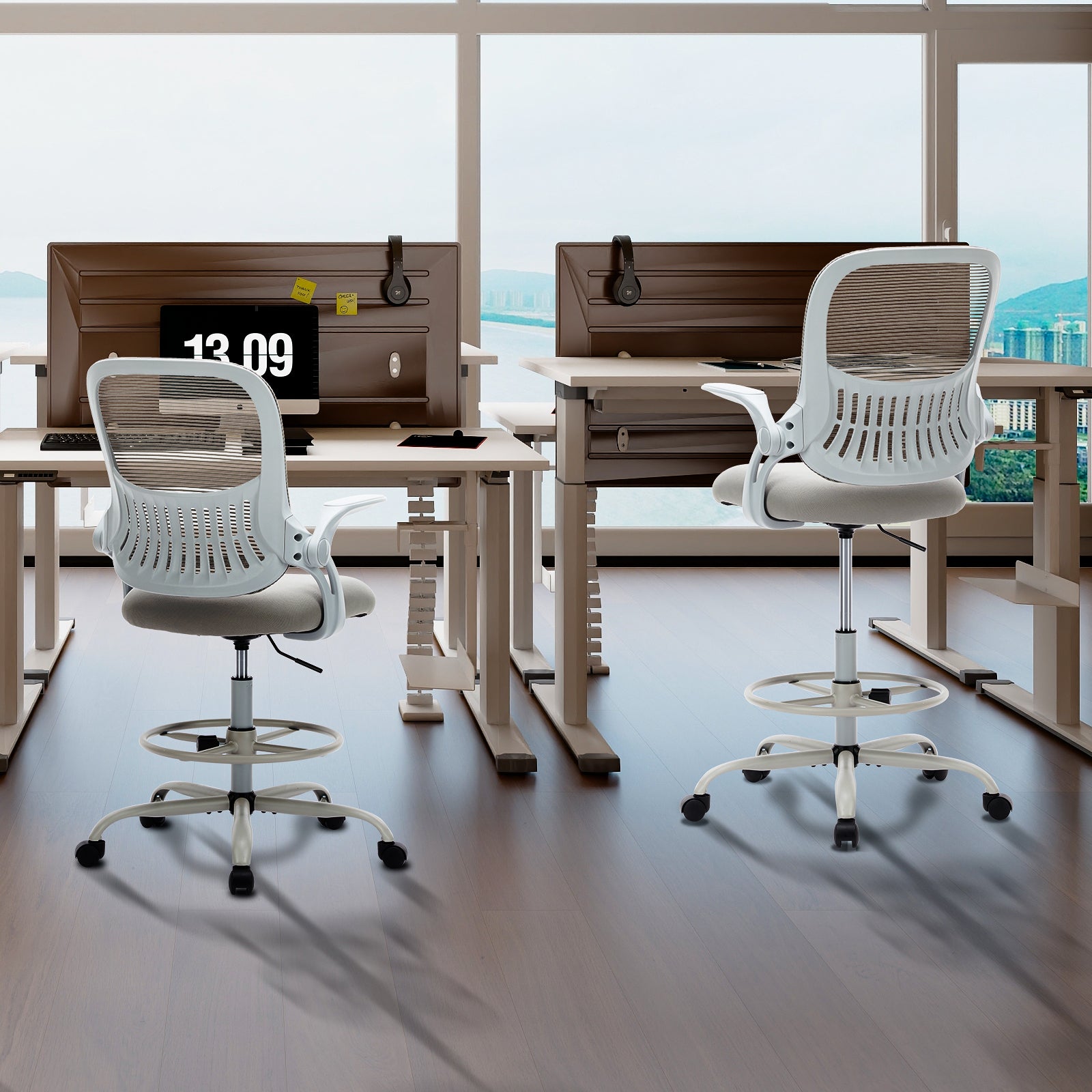 Tall Ergonomic Office Chair with Flip-up Armrests