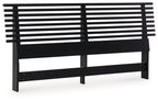 Black full slat headboard with horizontal slats and sturdy frame
