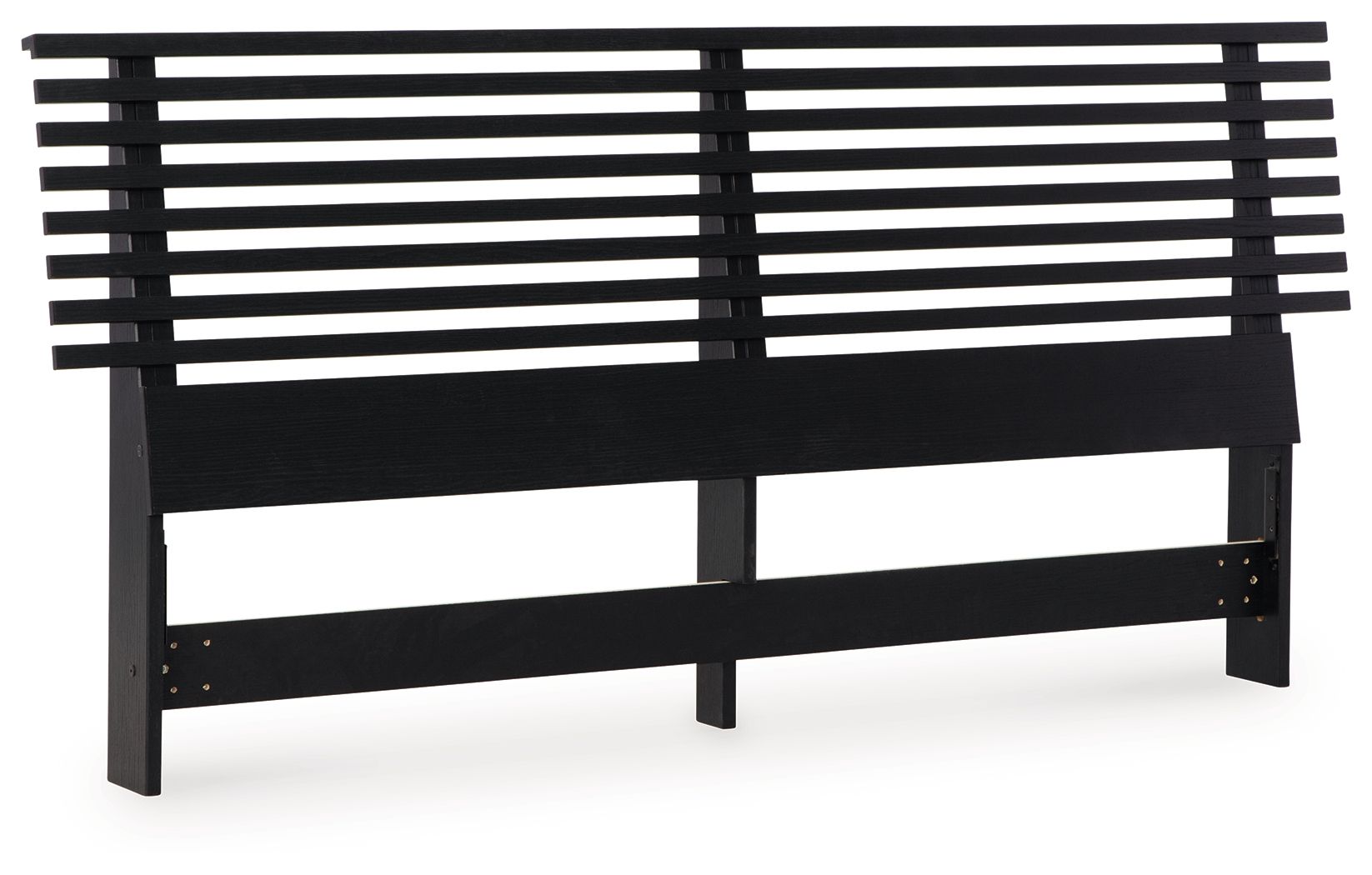 Black full slat headboard with horizontal slats and sturdy frame