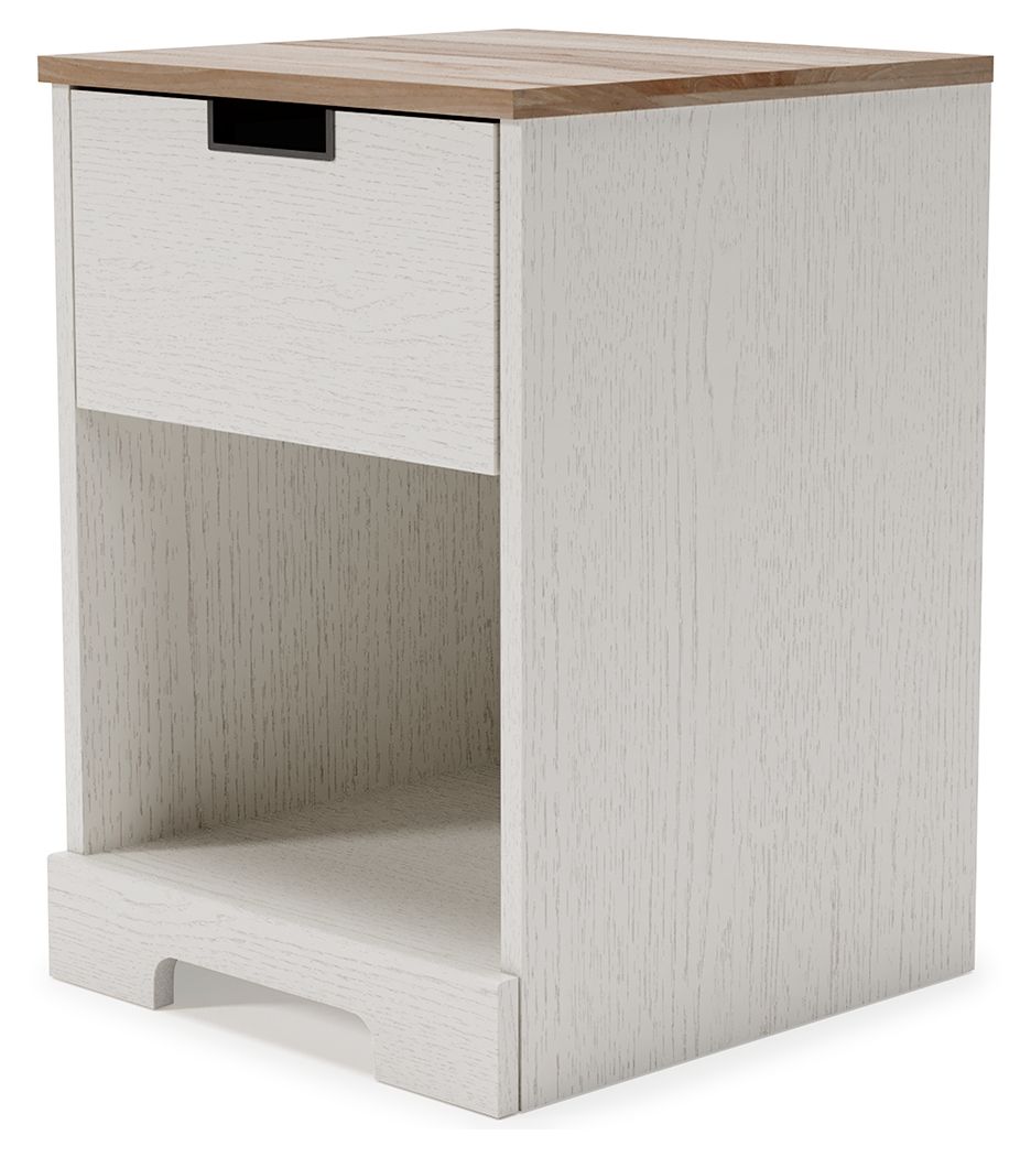 Vaibryn - White / Brown / Beige - One Drawer Night Stand