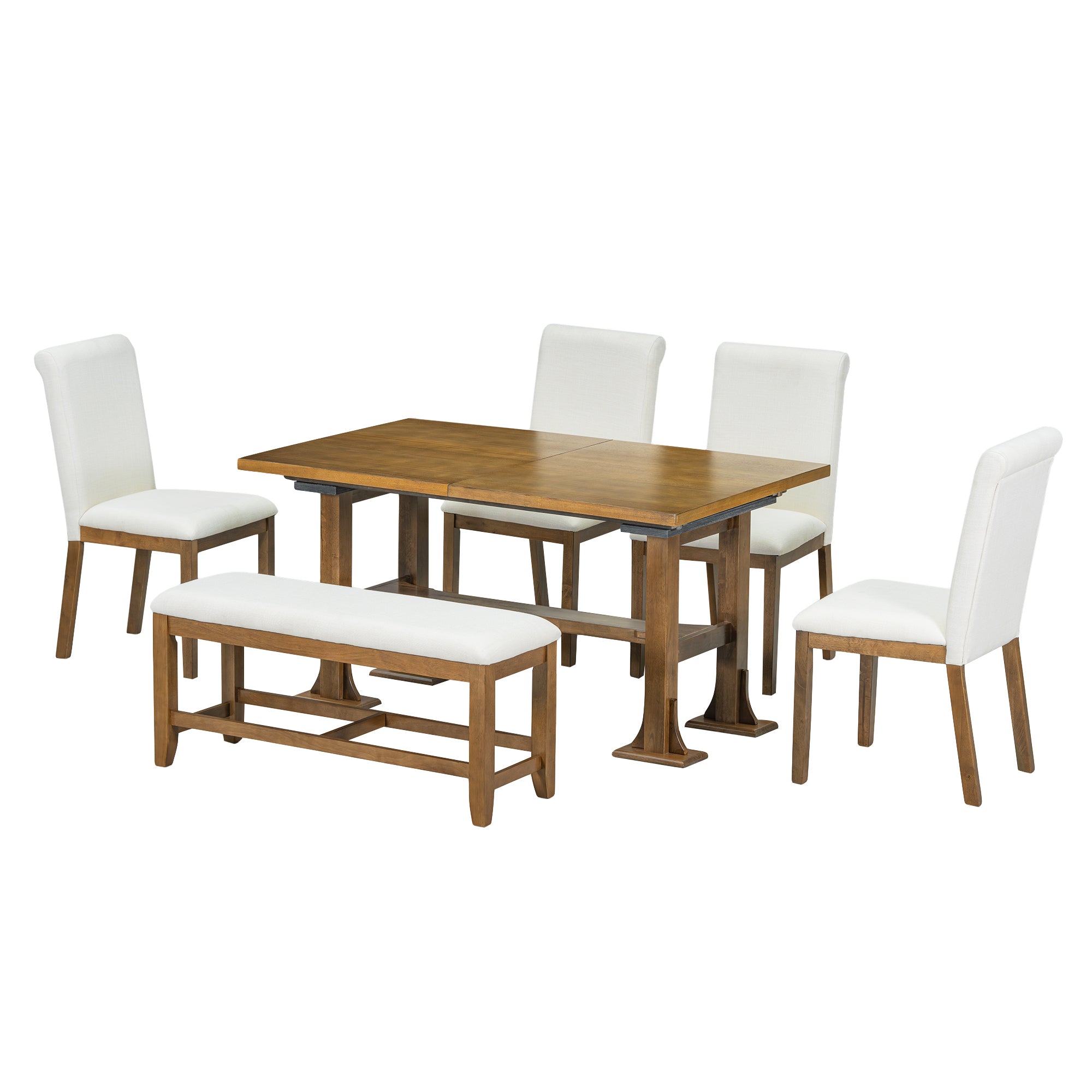 76" Farmhouse Dining Table Set - 6 Piece