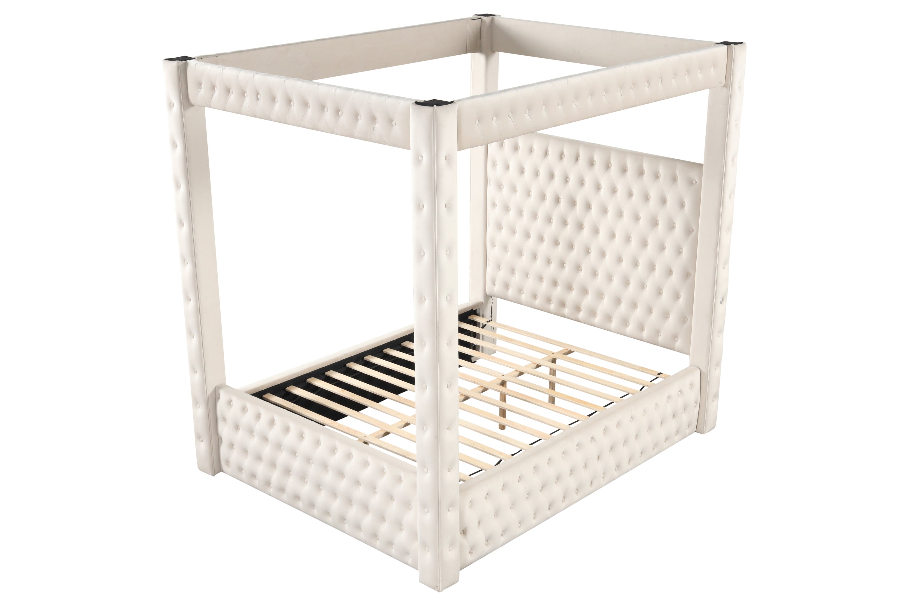 Luxury 4-Poster King Bedroom Set - Cream